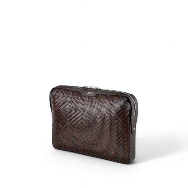 Athison Cartella Portadocumenti Sogno in Pelle Intrecciata, Marrone