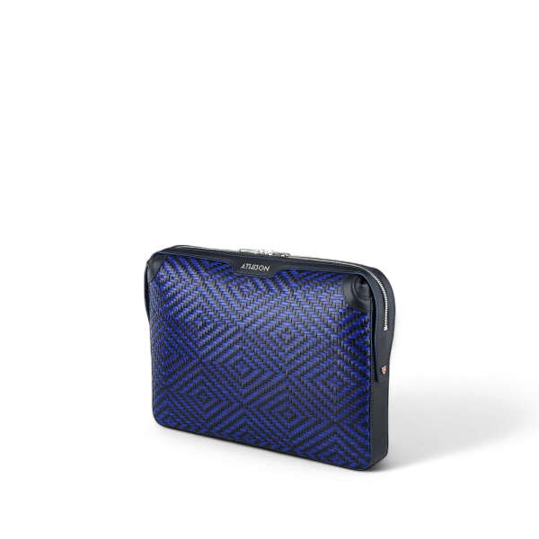 Athison Cartella Portadocumenti Sogno in Pelle Intrecciata, Blu Elettrico