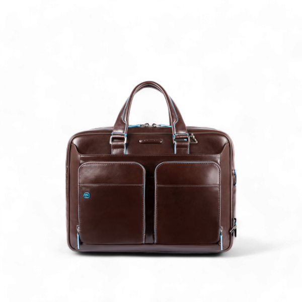 Piquadro Cartella Porta PC 14" in Pelle, Mogano