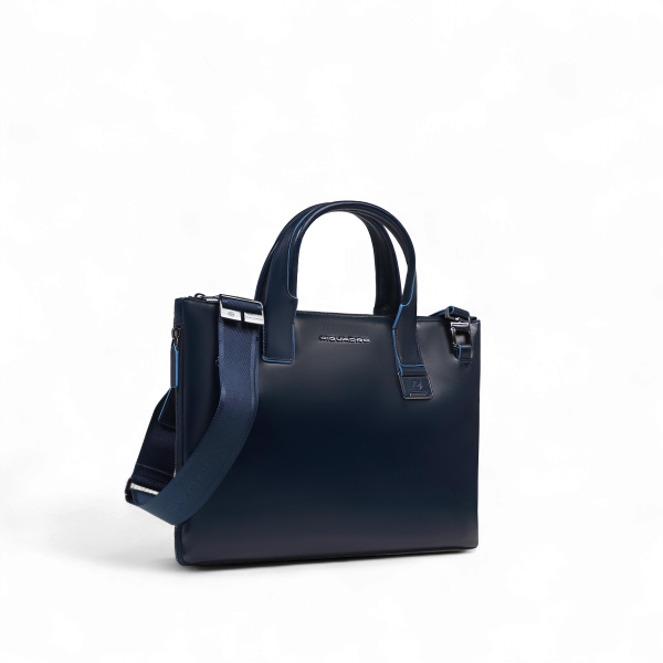 Piquadro Borsa Porta PC 14" Espandibile in Pelle, Blu - CA6857B2/BLU2