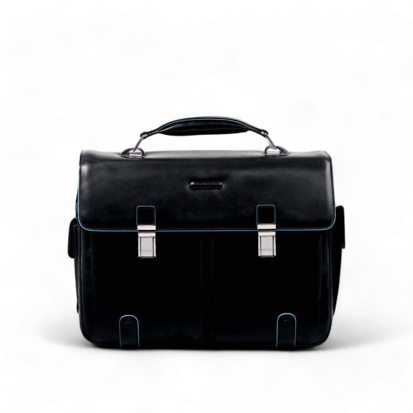Piquadro Borsa Porta PC 15.6" in Pelle, Nera