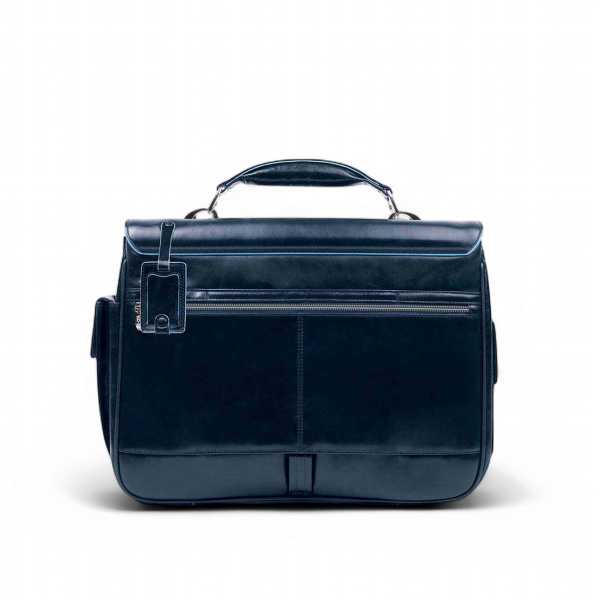 Piquadro Borsa Porta PC 15.6" in Pelle, Blu