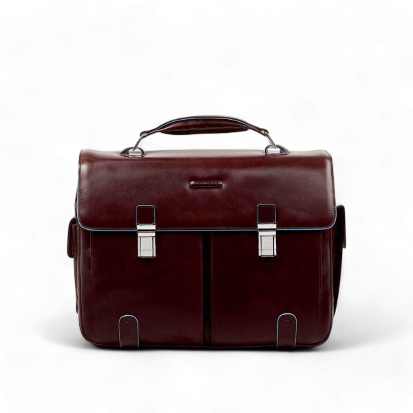 Piquadro Borsa Porta PC 15.6" in Pelle, Mogano