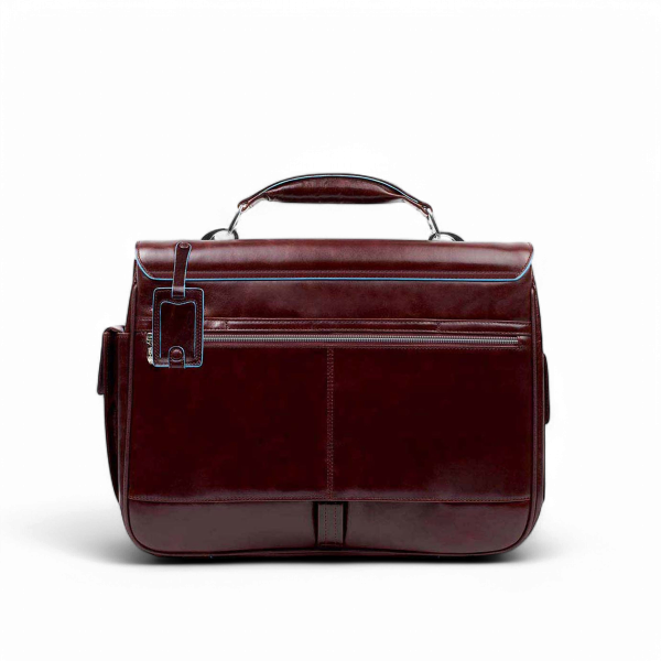 Piquadro Borsa Porta PC 15.6" in Pelle, Mogano