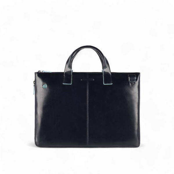 Piquadro Cartella Sottile Espandibile Porta PC 15.6" in Pelle, Blu