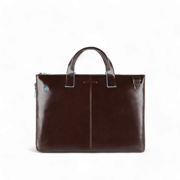 Piquadro Cartella Sottile Espandibile Porta PC 15.6" in Pelle, Mogano