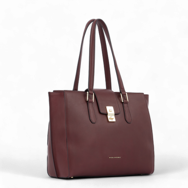 Piquadro Borsa Shopping Donna Porta PC 15.6" in Pelle, Bordeaux