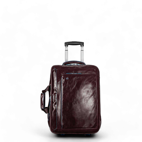 Piquadro Trolley Cabina in Pelle, Mogano