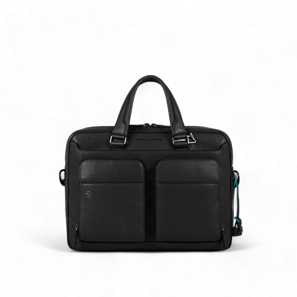 Piquadro Cartella Porta PC 14" in Pelle, Nera