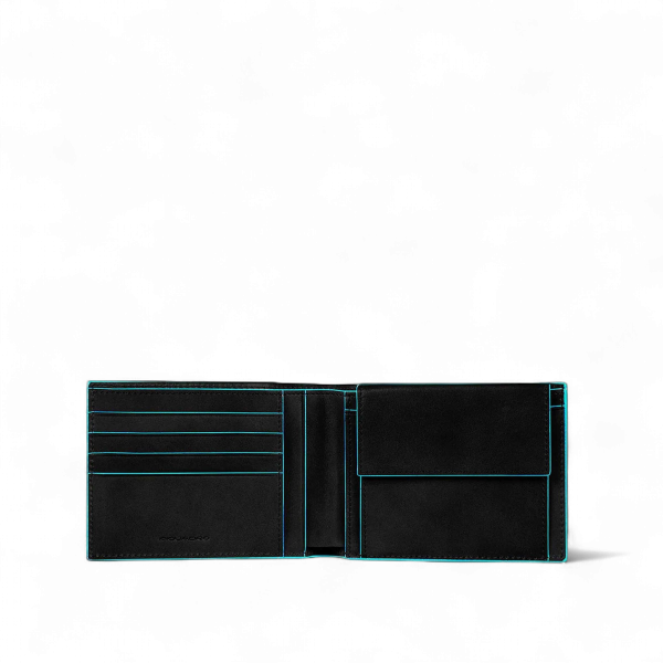 Piquadro Portafoglio Uomo con Portamonete in Pelle, Nero