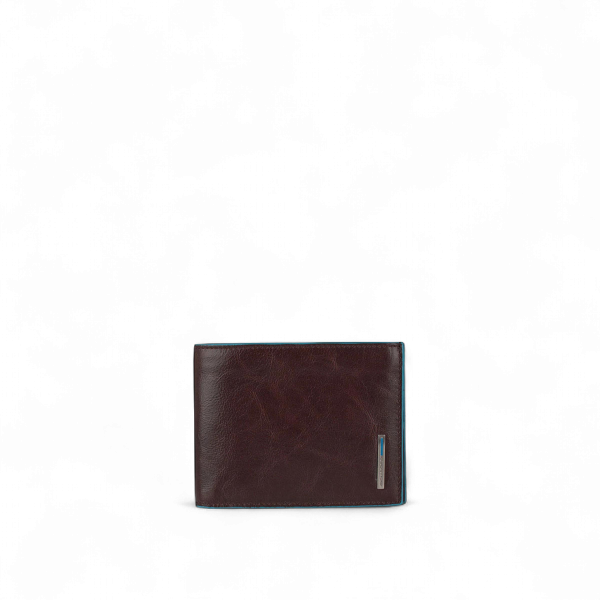 Piquadro Portafoglio Uomo con Portamonete in Pelle, Mogano