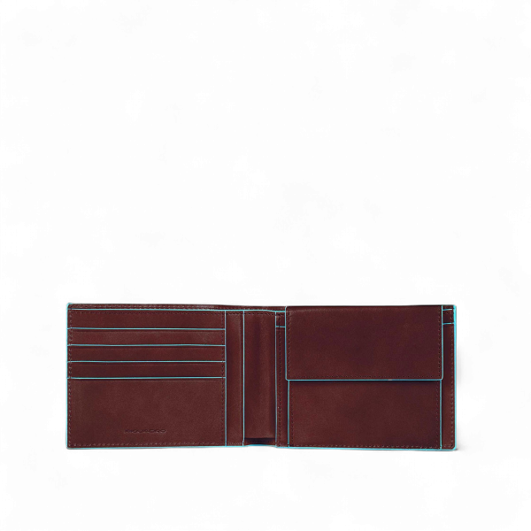 Piquadro Portafoglio Uomo con Portamonete in Pelle, Mogano