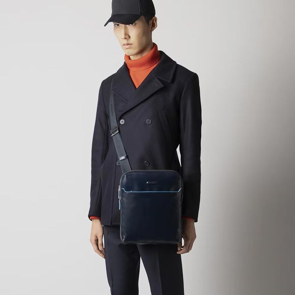 Piquadro Borsello Porta Tablet 13" in Pelle, Blu