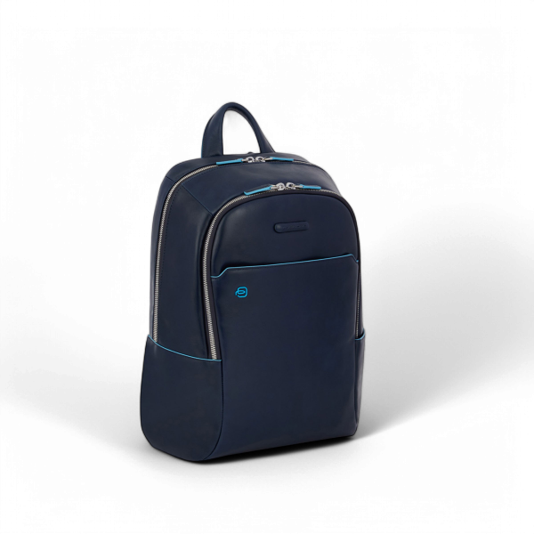Piquadro Zaino in Pelle Porta PC 14", Blu