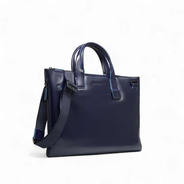 Piquadro Cartella Sottile Espandibile Porta PC 15.6" in Pelle, Blu - CA4021B2/BLU2