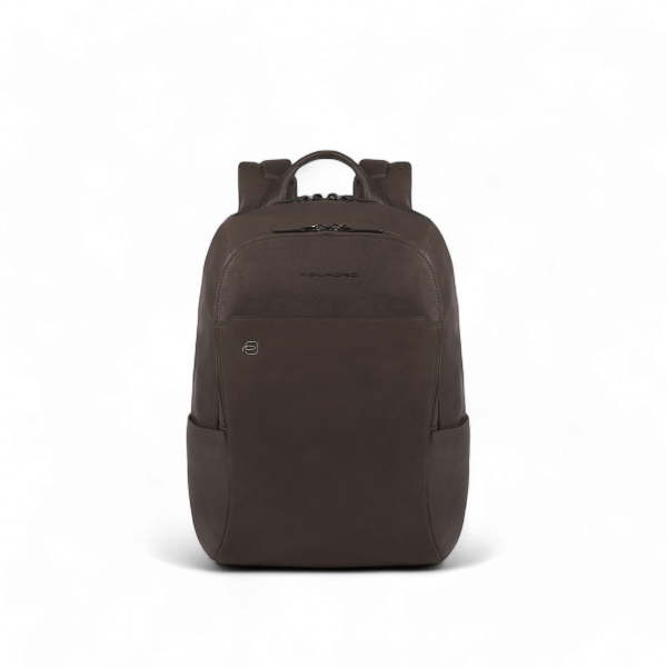 Piquadro Zaino in Pelle Porta PC 14", Testa di Moro