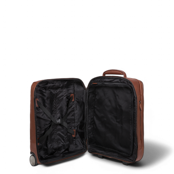 Piquadro Trolley Cabina in Pelle, USB, Tabacco