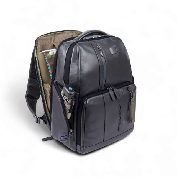 Piquadro Zaino Urban in Pelle Porta PC 15.6", Blu