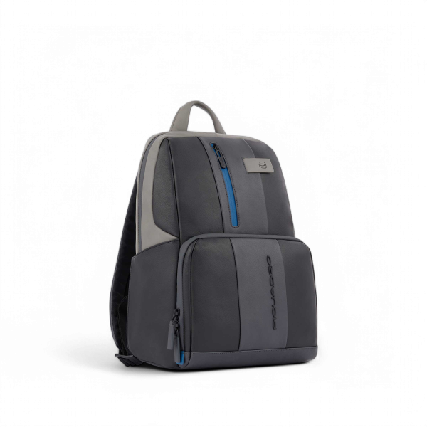 Piquadro Zaino Urban in Pelle Porta PC 14", Nero e Grigio