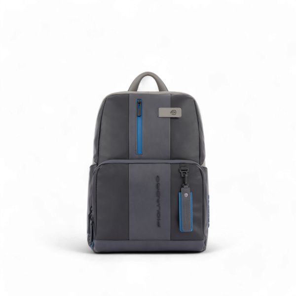 Piquadro Zaino Urban in Pelle Porta PC 14", Connequ, USB, Antifurto, Nero e Grigio