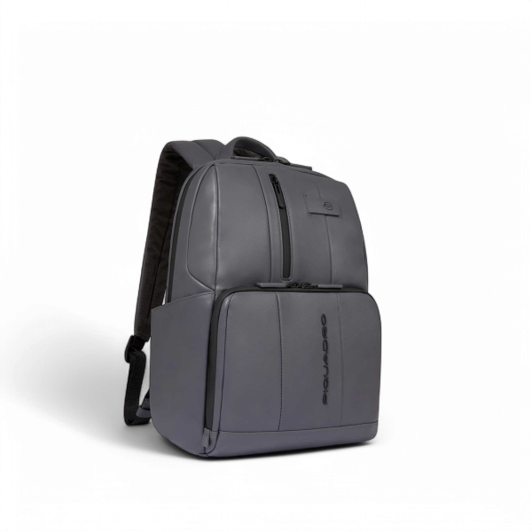 Piquadro Zaino Urban in Pelle Porta PC 14", Grigio e Nero