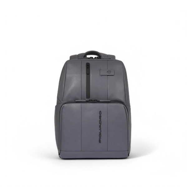 Piquadro Zaino Urban in Pelle Porta PC 14", Grigio e Nero