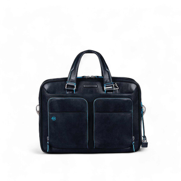 Piquadro Cartella Porta PC 14" in Pelle, Blu