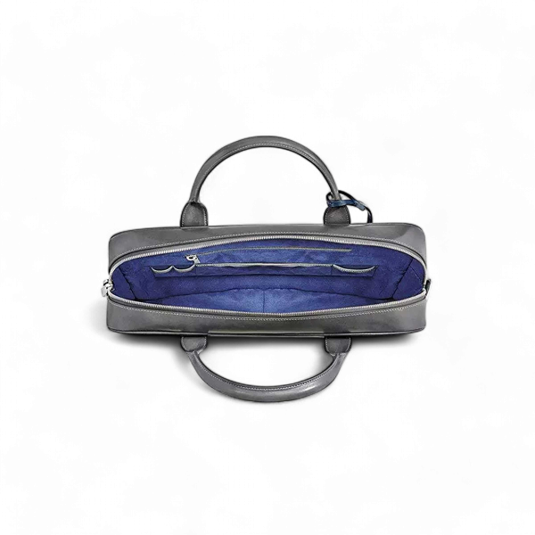 S.T. Dupont Cartella in Pelle Line D, Grigia e Blu