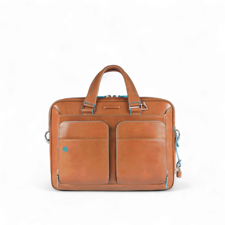 Piquadro Cartella Porta PC 14" in Pelle, Sabbia