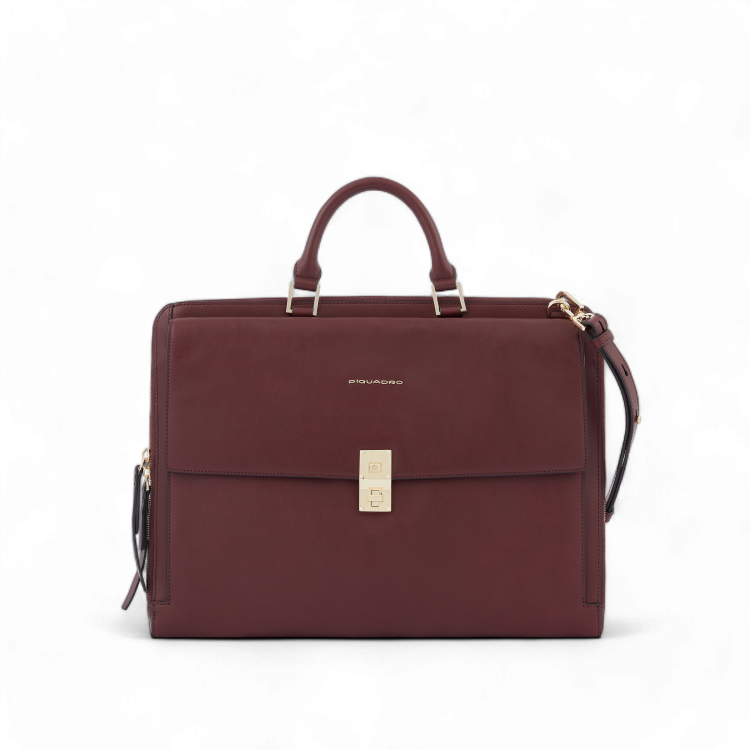 Piquadro Cartella Sottile Donna Porta PC 15.6" in Pelle, Bordeaux