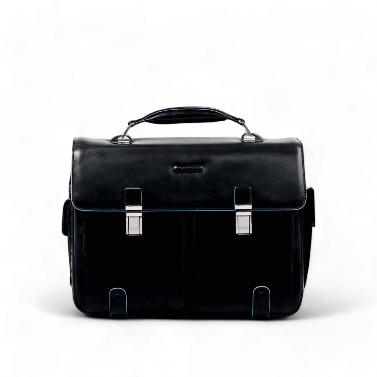 Piquadro Borsa Porta PC 15.6" in Pelle, Nera