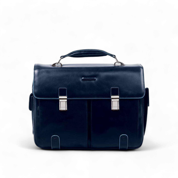 Piquadro Borsa Porta PC 15.6" in Pelle, Blu