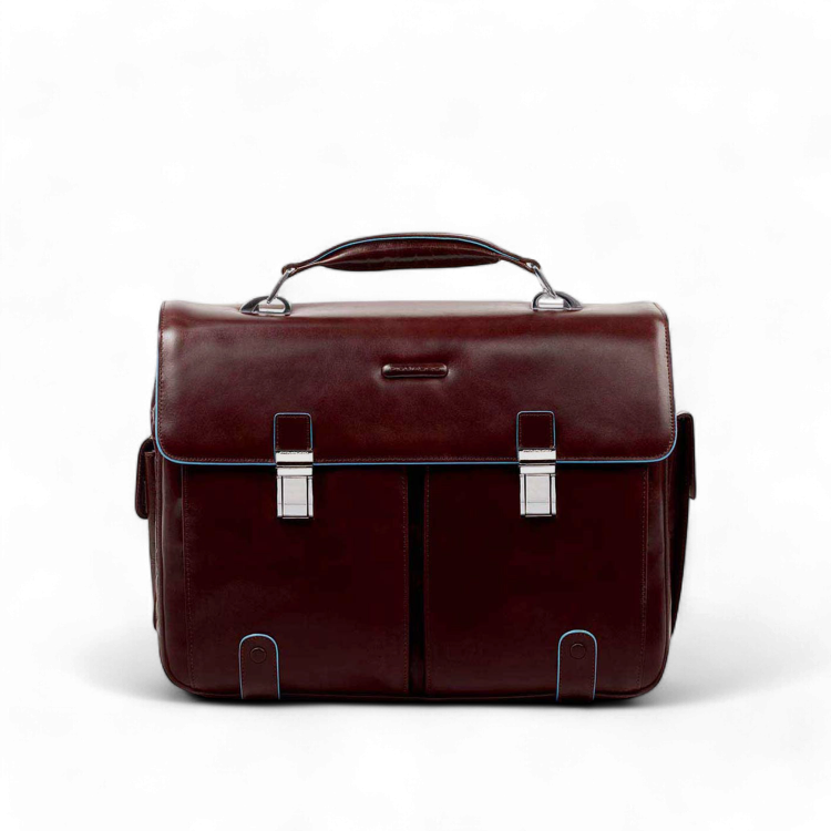 Piquadro Borsa Porta PC 15.6" in Pelle, Mogano